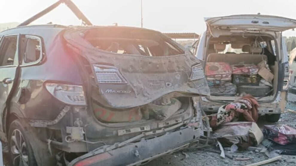 ANF news published picture of vehicles destroyed by Turkish bombings, January 16th